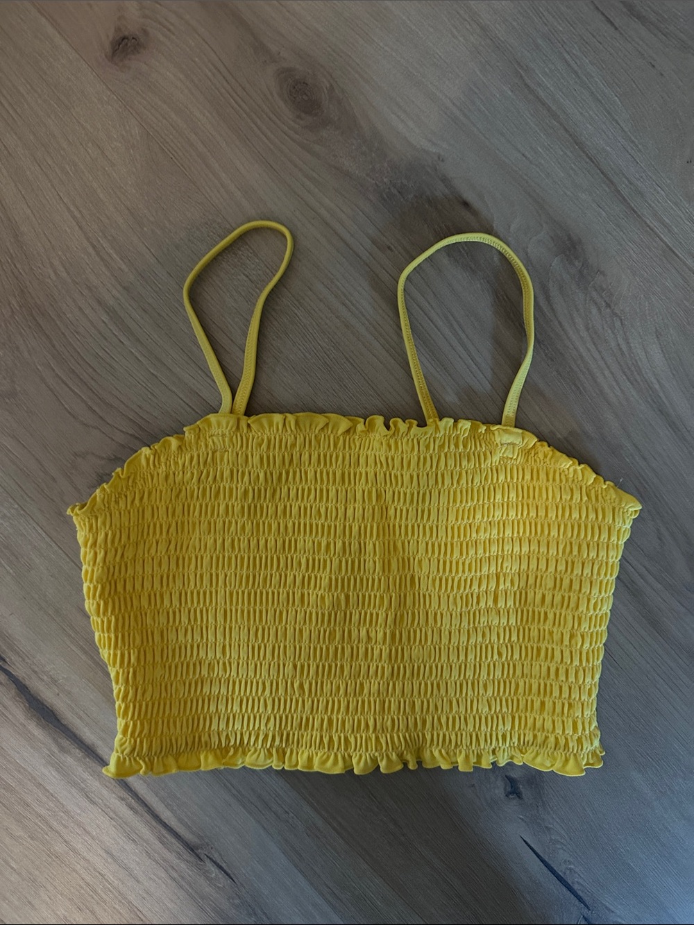 Abercrombie & Fitch Yellow Smocked Tank Top